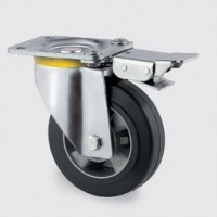 Těžkotonážní otočné kolo s brzdou o průměru 160mm - běhoun elastická pryž
